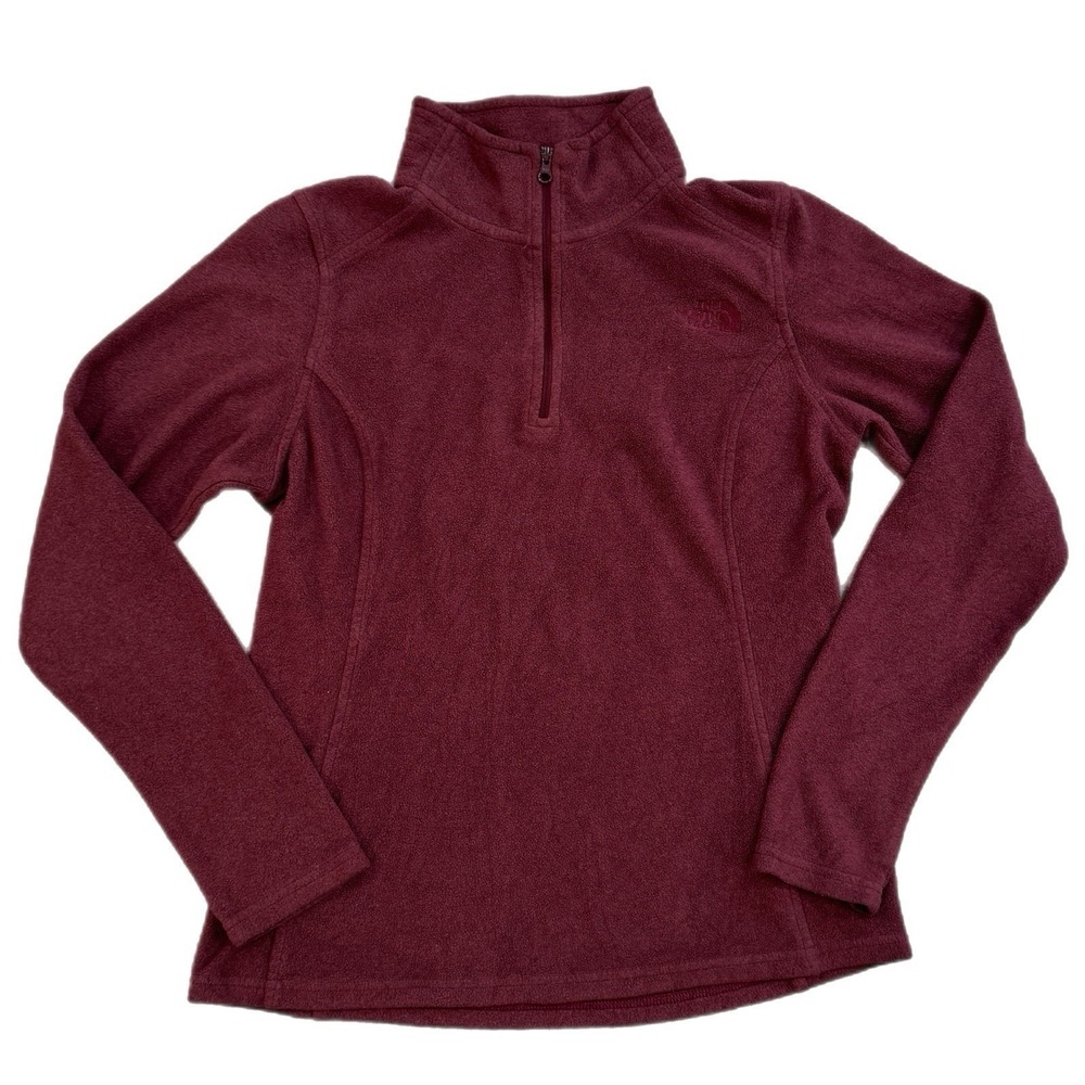 The North Face Womens Glacier 1/4 Zip Fleece Pullover Maroon Burgundy Small